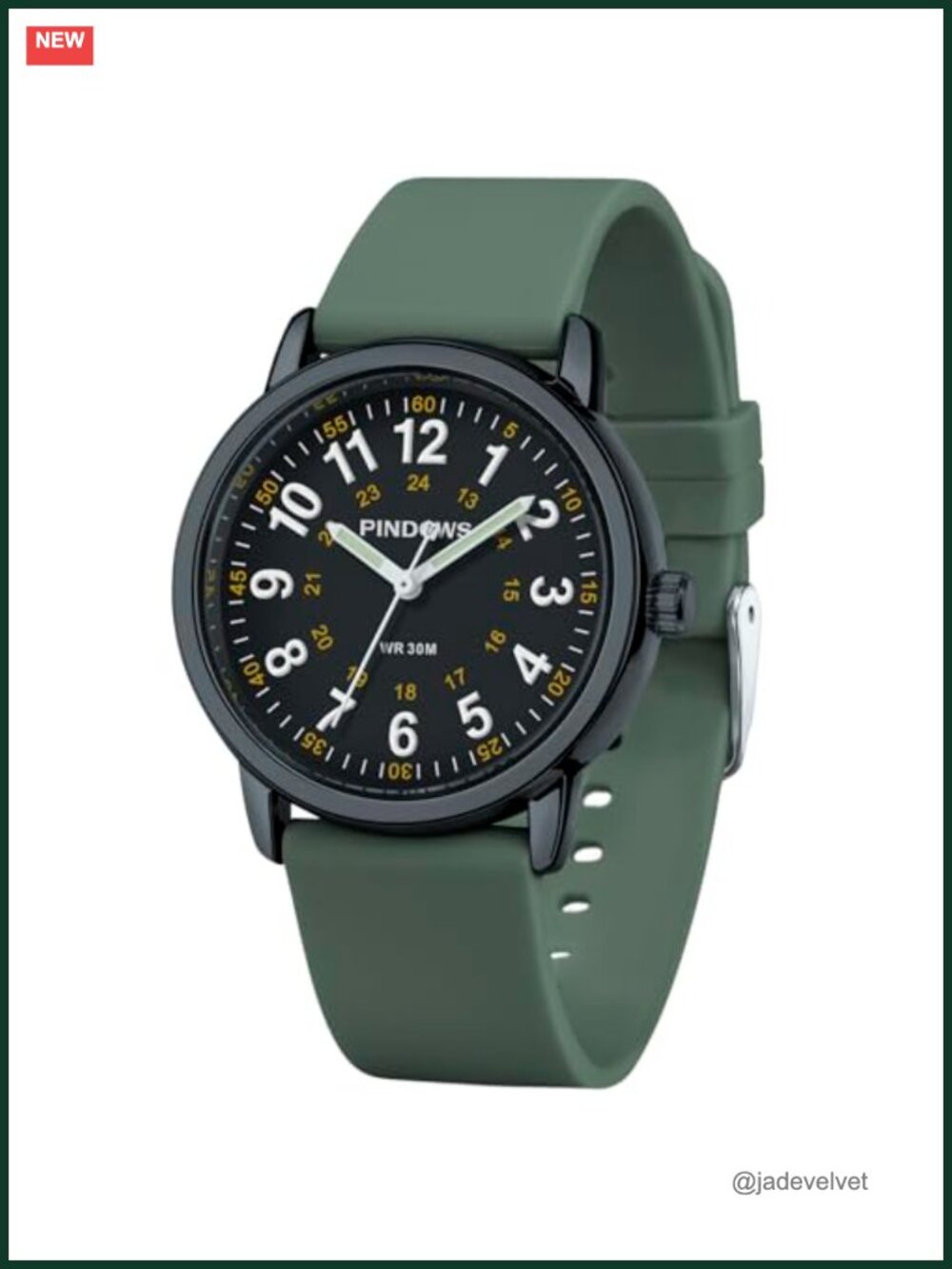 38mm Easy-Read Analog Watch Silicone Band Luminous Dial Nurse Casual
